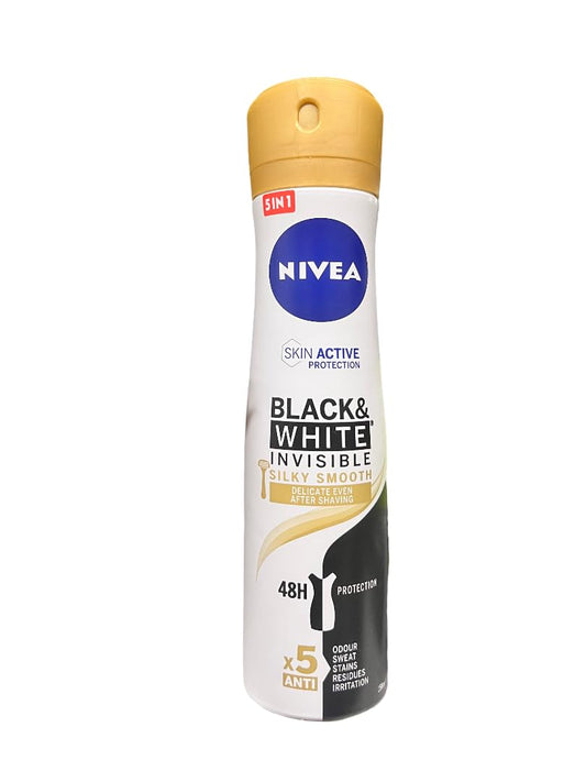 Nivea Spray Deodorant Black & White Invisible Silky Smooth - 150 ml Beauty and Personal Care NIVEA