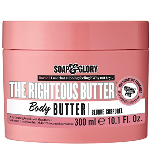 Soap & Glory The Righteous Body Butter - Hydrating Body Moisturizer for Dry Skin with Shea Butter, Vitamin E & Aloe Vera - Rich Lotion for Women Beauty & Personal Care Soap & Glory