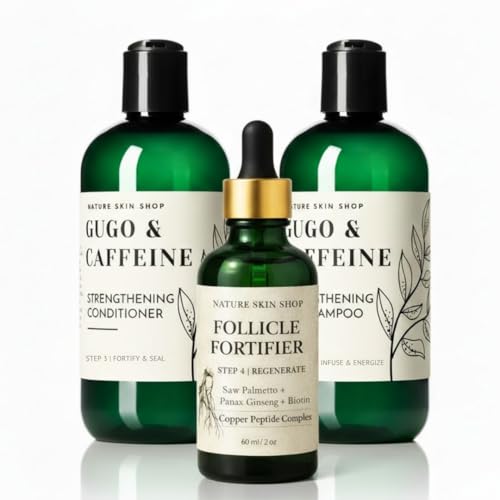 Nature Skin Shop Gugo and Copper Peptide Hair Mastery System 3 Piece Set with Strengthening Shampoo, Conditioner and 2 oz Scalp Serum Beauty & Personal Care Nature Skin Shop