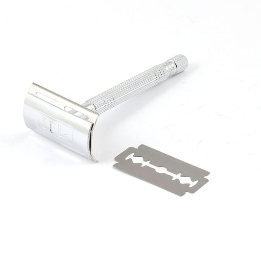 Ruilogod Cleanning Tool Silver Tone Metal Manual Shaver w Double Edge Blade (id: 0f1 450 edd 6de 94c Beauty and Personal Care Ruilogod
