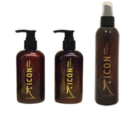 ICON SET India Shampoo 8.5oz + Conditioner 8.5oz + Healing Spray 8.5oz Beauty & Personal Care Icon India