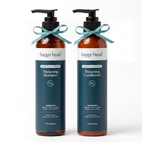 Happy Head Hair Shampoo & Conditioner Set for Men & Women with Biotin, Argan Oil, Collagen & Keratin, Daily Hair Care Routine for All Hair Types Beauty & Personal Care Happy Head