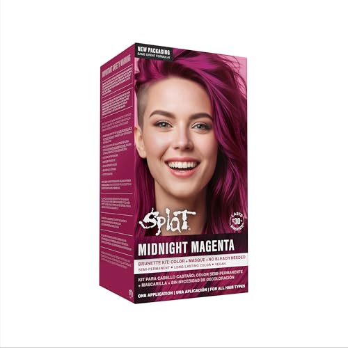 Splat Midnight Magenta Semi Permanent Hair Dye Kit, 1 Application, Includes Deep Reconstructor Conditioner, Lasts 30 Washes, No Bleach Required, Vegan Beauty & Personal Care Splat