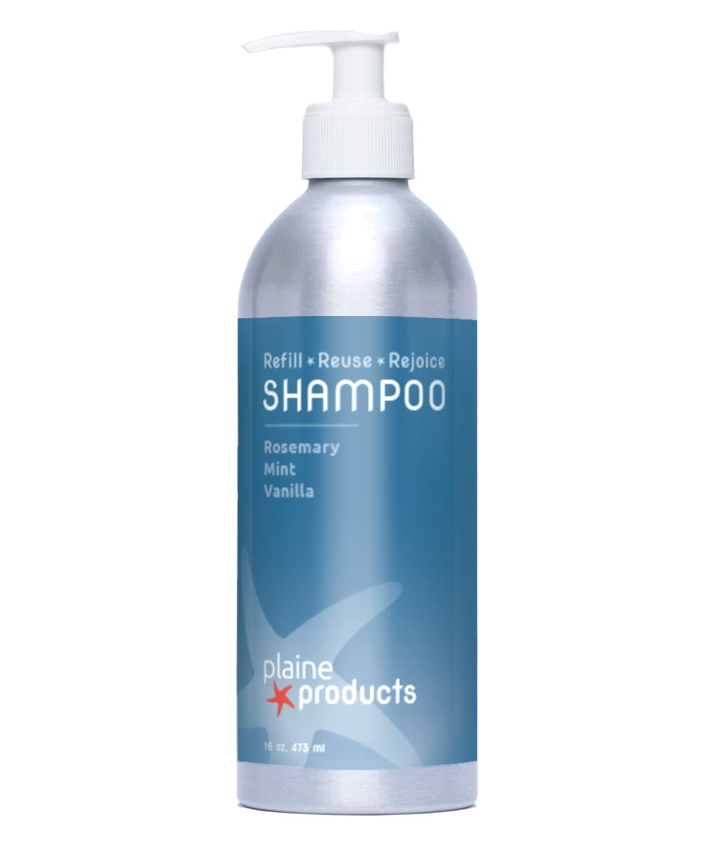 Eco-Friendly Shampoo - Rosemary, Mint, Vanilla - Sulfate Free, 16oz (Refillable Bottle with pump) Beauty & Personal Care Plaine Products