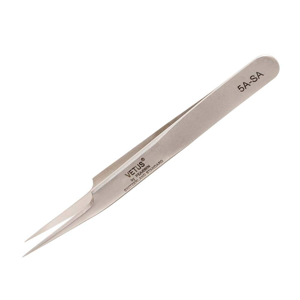 Vetus Tweezer Stainless Steel Non-magnetic Curved Pointed Tip Precision Eyelash Eyebrow Extensions Lashing Tool (5a-sa) Beauty and Personal Care Vetus
