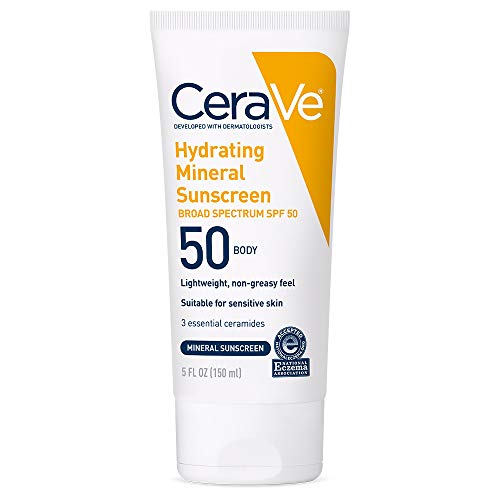CeraVe 100% Mineral Sunscreen SPF 50 with Zinc Oxide & Titanium Dioxide, Hyaluronic Acid & Ceramides, Oil Free & Non-Greasy, Hydrating Mineral Beauty and Personal Care CeraVe Default Title