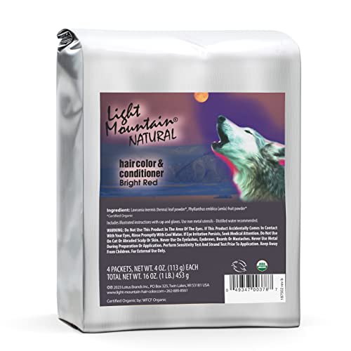 Light Mountain Henna Hair Color & Conditioner - Bright Red, 1 Pound, Organic Henna Leaf Powder, Chemical-Free, Semi-Permanent Dye for Men and Women Beauty & Personal Care LIGHT MOUNTAIN