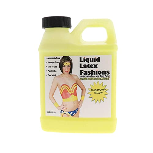 Fluorescent Yellow 8 Oz - Liquid Latex Face and Body Paint, Black Light UV Reactive GLOW, Art, Theater, School Plays, Cosplays and Concerts! Beauty & Personal Care Liquid Latex Fashions