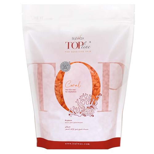 Italwax Top Line Coral Hard Wax Beads 1.65 lb (750 g) - Creamy Strong Grip Wax for Bikini & Coarse Hair, Suitable for Sensitive Skin, Professional Use Beauty and Personal Care Italwax