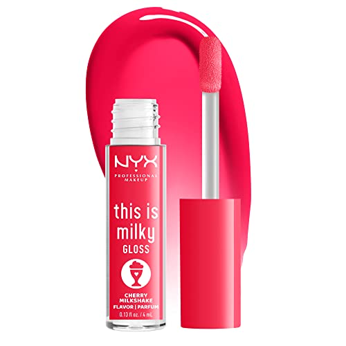 NYX PROFESSIONAL MAKEUP This Is Milky Gloss, Lip Gloss with 12 Hour Hydration, Vegan - Cherry Milkshake (Cherry Pink) Beauty & Personal Care NYX PROFESSIONAL MAKEUP