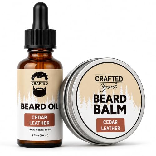 Beard Oil and Balm Set - Softer, Smoother, Moisturized Beard Care - Cedarwood Scent Gift for Men Beauty and Personal Care Crafted Beards