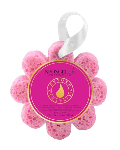 Spongellé Bulgarian Rose Wild Flower Bath Sponge - Built-in Body Wash & Body Scrubber, Shower Loofah Sponge for Women - 14+ uses Beauty and Personal Care SPONGELLÉ