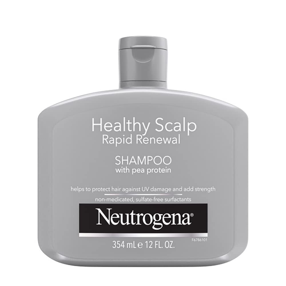 Neutrogena Healthy Scalp Rapid Renewal Shampoo with Pea Protein, UV Damage Protection for Strong, Healthy Hair, Fragrance Free, White, 12 fl oz Beauty & Personal Care Neutrogena