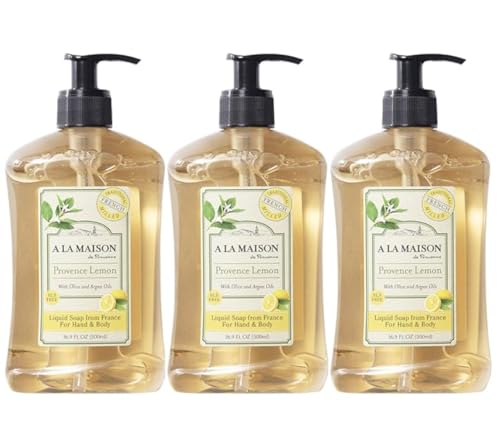 A LA MAISON Provence Lemon Natural Hand Wash Made with Essential Oils - Biodegradable, Plant-Based, Vegan, Cruelty-Free 16.9 Fl Oz (Pack of 3) Beauty & Personal Care A LA MAISON