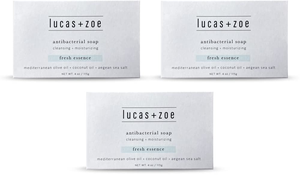 Lucas + Zoe Fresh Essence Antiseptic Bar Soap - 4 Ounce Moisturizing Body Soap Bar Made With Natural Ingredients Like Mediterranean Olive Oil, Coconut Beauty & Personal Care lucas + zoe