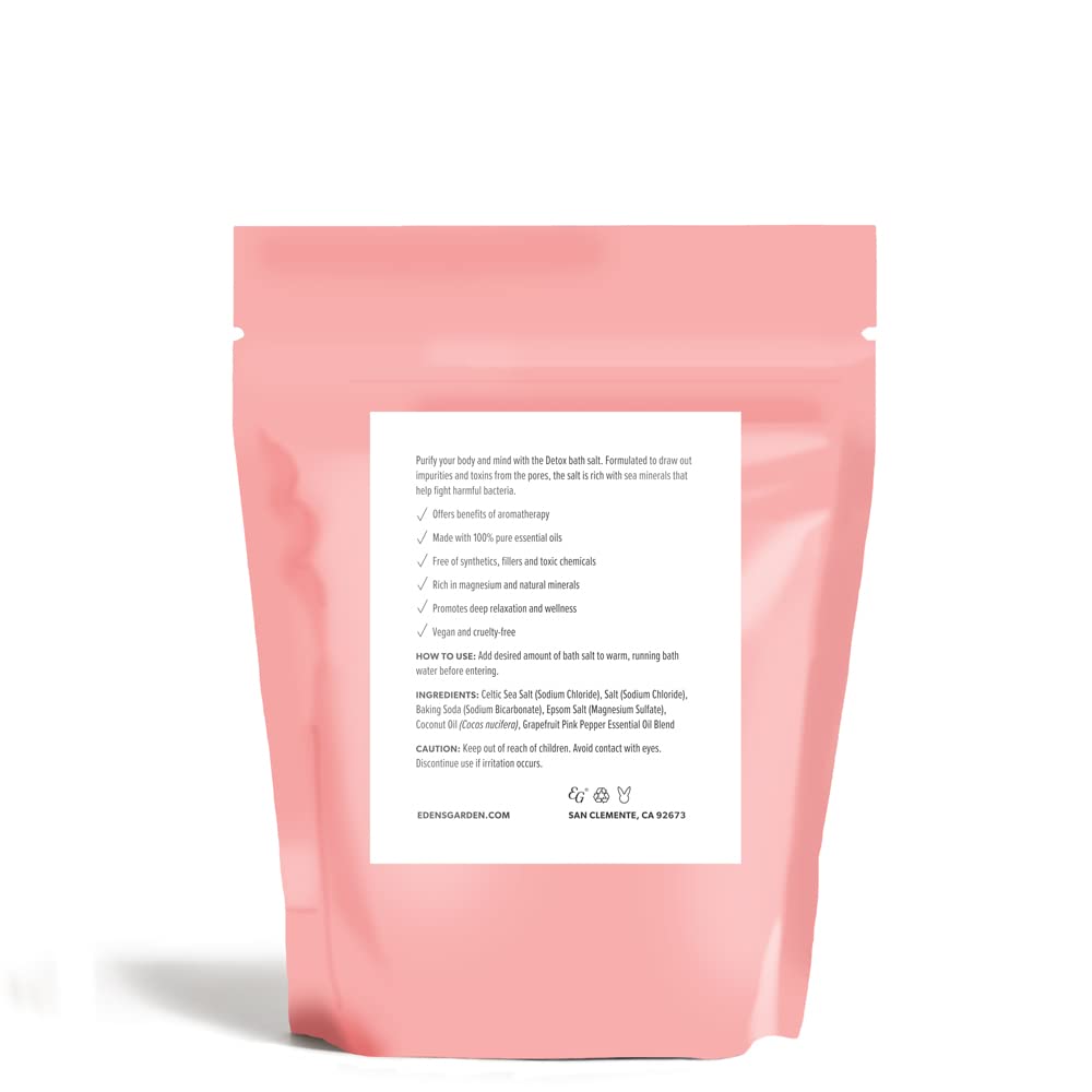 Edens Garden Natural Detox Bath Salt Soak - Grapefruit Pink Pepper Blend with Pure Essential Oils, Epsom, Dead Sea Salt & Magnesium - for Body Beauty and Personal Care Edens Garden