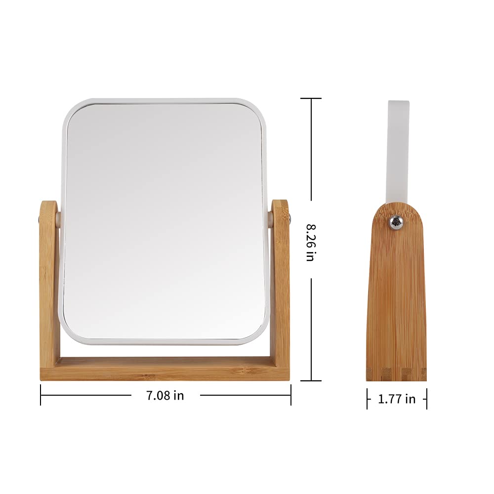 YYPDC Makeup Mirror with Natural Bamboo Stand, 1X/3X Magnification Double Sided 360 Degree Swivel Magnifying Mirror,Vanity Table,Office Desk,Room Beauty & Personal Care YYPDC