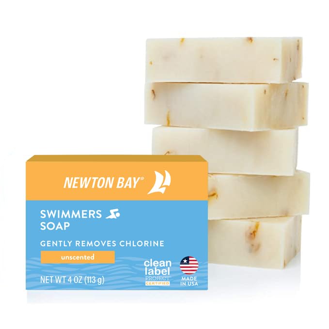 Newton Bay Swimmers Soap | All Natural Body and Face Wash Soap Bar | Gently Washes Away Chlorine After Swimming | Revitalizes Sensitive Skin | 5-Pack Beauty & Personal Care Newton Bay
