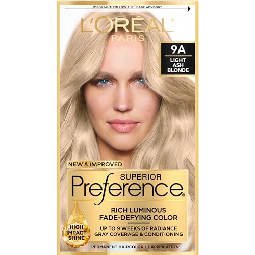 L'Oreal Paris Superior Preference Luminous Fade-Defying Permanent Hair Color, Hair Dye For Up to 9 Weeks of Radiance, Light Ash Blonde 9A, 1 Hair Dye Beauty & Personal Care L'Oreal Paris