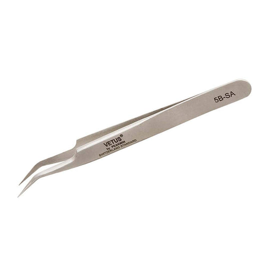 Vetus Tweezer Stainless Steel Non-magnetic Curved Pointed Tip Precision Eyelash Eyebrow Extensions Lashing Tool (5b-sa) Beauty and Personal Care Vetus