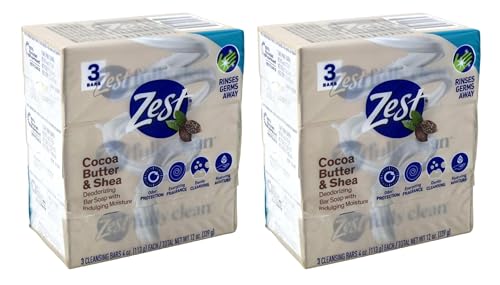 Zest Bath Bars, Cocoa Butter & Shea, 4 oz bars, 3 ea (Pack of 2) Beauty & Personal Care Zest