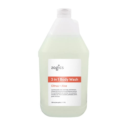 Zogics 3-in-1 Body Wash - Body Soap, Shampoo, and Hand Soap Liquid Refill All-in-One, Hydrating Plant-Based Formula, Refreshing Citrus + Aloe Scent (1 Beauty & Personal Care Zogics