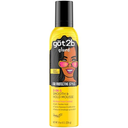 Got2b Glued 2-in-1 Smooth & Hold Hair Mousse, 8 Fl Oz, 96 Hour Frizz Control & Soft Flexible Hold for Wigs, Braids and Curls, No Stickiness Beauty & Personal Care Got2B