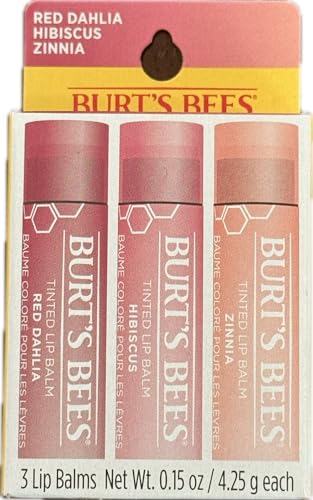 Burt's Bees Tinted Lip Balm | 3 Lip Balms - Red Dahlia, Hibiscus, Zinnia Beauty & Personal Care Burt's Bees