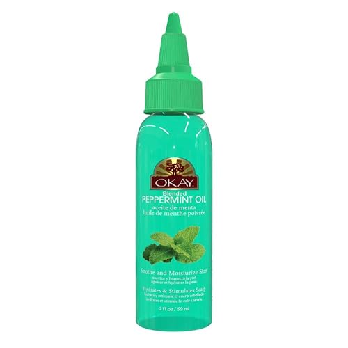OKAY Peppermint Blended Oil for Hair Growth, Scalp & Skin - Cooling Peppermint Hair Oil Helps Dry Itchy Scalp, Moisturizes Hair & Skin, Lightweight Beauty & Personal Care OKAY