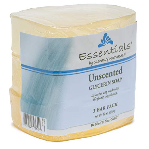 Clearly Natural Essentials Glycerin Bar Soap, Unscented, 4 Ounce, Pack of 3 (Packaging May Vary) Beauty & Personal Care Clearly Natural