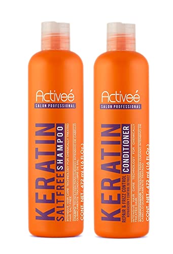 Keratin Hair Shampoo and Conditioner Kit 16 oz | Keratin-straightened and chemically treated hair by Activee Professional Beauty & Personal Care Activee