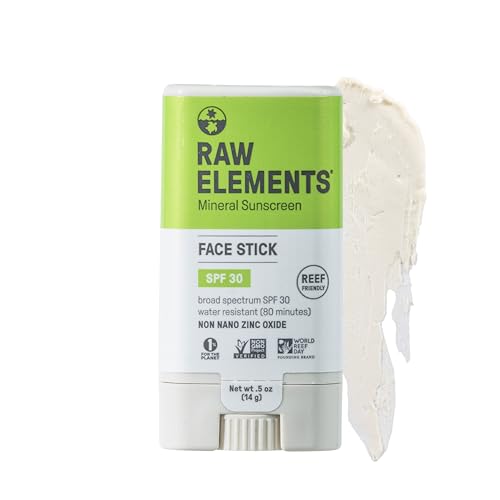 Raw Elements Face All-Natural Mineral Sunscreen Stick, Non-Nano Zinc Oxide, 95% Organic, Water-Resistant 80 Min, Reef Safe, All Ages Safe, SPF 30+ Beauty & Personal Care Raw Elements