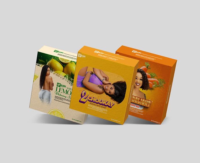BLONDELIGHT Combo Soap Set | Refreshing Lemon, Nourishing Carrot & Hydrating 2Choukay Soaps | Gentle Cleansing & Moisturizing Formula | Suitable Beauty & Personal Care BLONDELIGHT