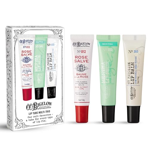 C.O. Bigelow Assorted Lip Balm Tubes Trio, Rose Salve, My Favorite Lip Balm, & Mentha Shine, Pack of 3 Lip Care Set, 0.5 oz Beauty and Personal Care C. O. Bigelow