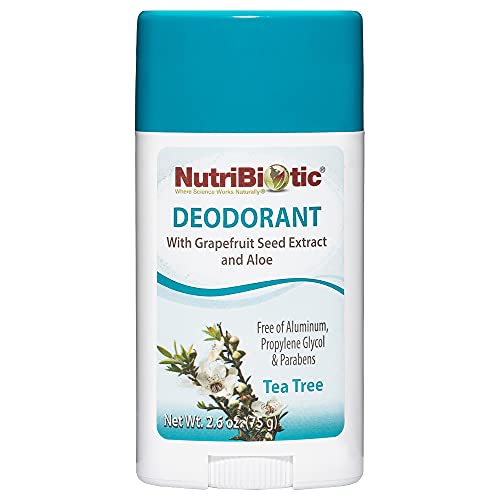 NutriBiotic Deodorant, Tea Tree with GSE, 2.6 Ounce Stick - with Witch Hazel, Grapefruit Seed Extract, Aloe, Tea Tree & Peppermint - Vegan & Free Beauty and Personal Care NutriBiotic