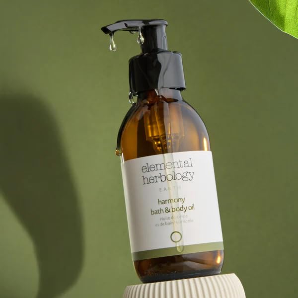 Elemental Herbology Harmony Bath & Body Oil 5.0 fl oz- Balancing Aromatherapy Oil with Mandarin, Cedarwood & Lime - Reduces Stress, Restores Emotional Beauty and Personal Care Elemental Herbology
