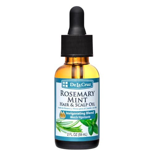 De La Cruz Rosemary Mint Hair & Scalp Oil with Castor & Avocado Oil 2 FL OZ