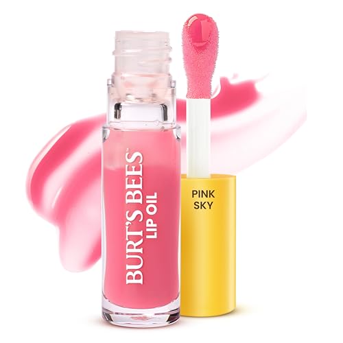 Burt's Bees Lip Oil Pink Sky, Instant Hydration, Nourishes and Softens Lips, Sheer Wash of Color, High Shine Finish, Responsibly Sourced Jojoba Oil Beauty and Personal Care Burt's Bees