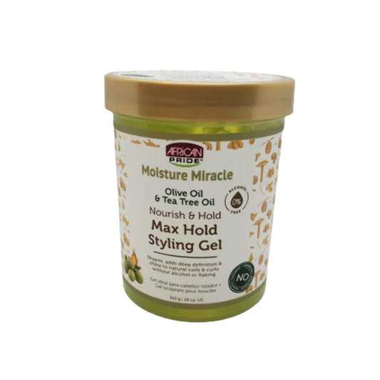 African Pride Moisture Miracle Max Hold Styling Gel with Olive Oil & Tee Tree Oil - 18 fl oz (Pack of 2) Beauty & Personal Care African Pride