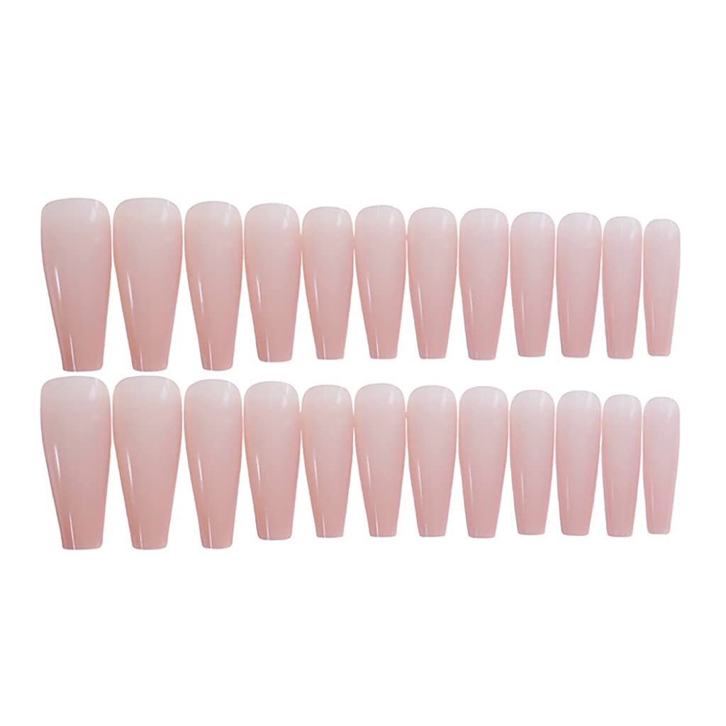 RikView Press on Nails Extra Long Pink Acrylic Nails Coffin Nail Tips Glossy Fake Nails (Pink) Beauty & Personal Care RikView