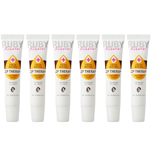 Ruby Kisses Cocoa Butter Hydrating Lip Oil Treatment Gloss (6 Pack), Hydrates & Heals with Vitamin E & Jojoba, Lightweight Clear Non-Greasy Formula Beauty and Personal Care Ruby Kisses