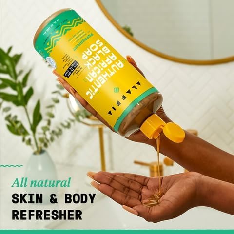 Alaffia Authentic African Black Soap Variety 2-Pack - All-In-One Liquid Soap, Travel-Size Eucalyptus Tea Tree + Full-Size Peppermint Body Wash, Face Beauty & Personal Care Alaffia