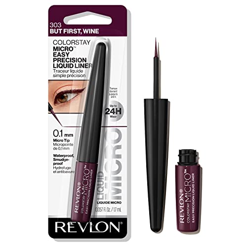 REVLON ColorStay Micro Easy Precision Liquid Eyeliner, Waterproof, Smudgeproof, Longwearing with Felt Tip Applicator, 303 But First, Wine, 0.057 fl oz Beauty & Personal Care REVLON