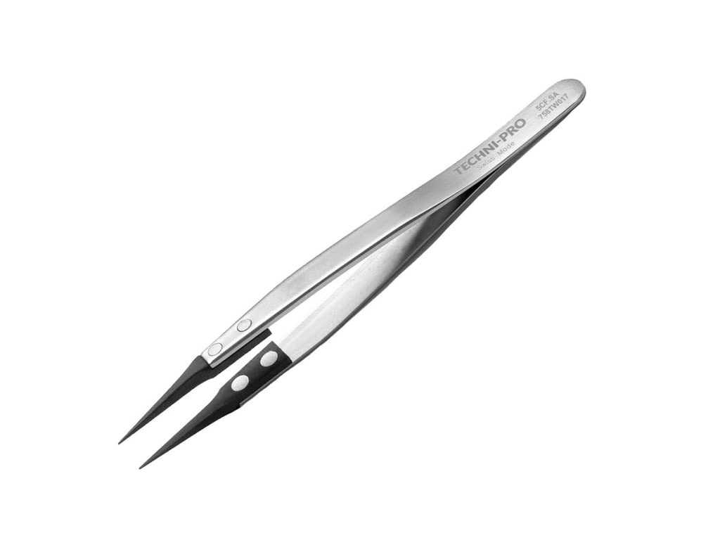 Techni-Pro 758TW017-5.1' ESD Plastic Tip Tweezers, Style 5, Carbon Fiber Tips, Very Fine Beauty and Personal Care Techni-Pro