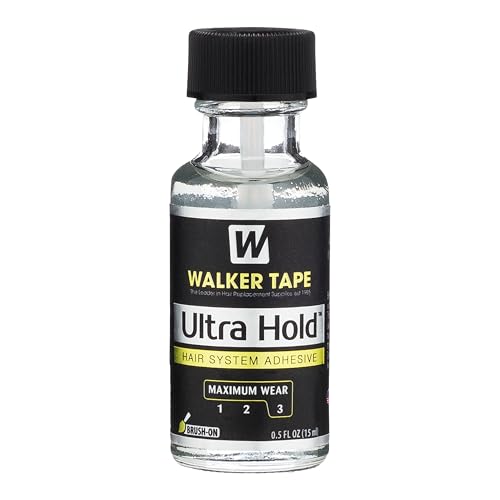 Walker Tape Ultra Hold Brush-On Adhesive 0.5 fl oz, Strong Waterproof Wig Glue for Lace Systems and Tape in Hair Extensions Human Hair, Long Lasting