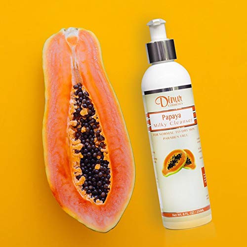 Dinur Cosmetics Papaya Milky Cleanser Nourishing & Gentle Facial Removes Dirt Makeup Ideal for Normal to Dry Skin Soft Suple & Radiant Skin 8 fl. oz Beauty & Personal Care Dinur Cosmetics