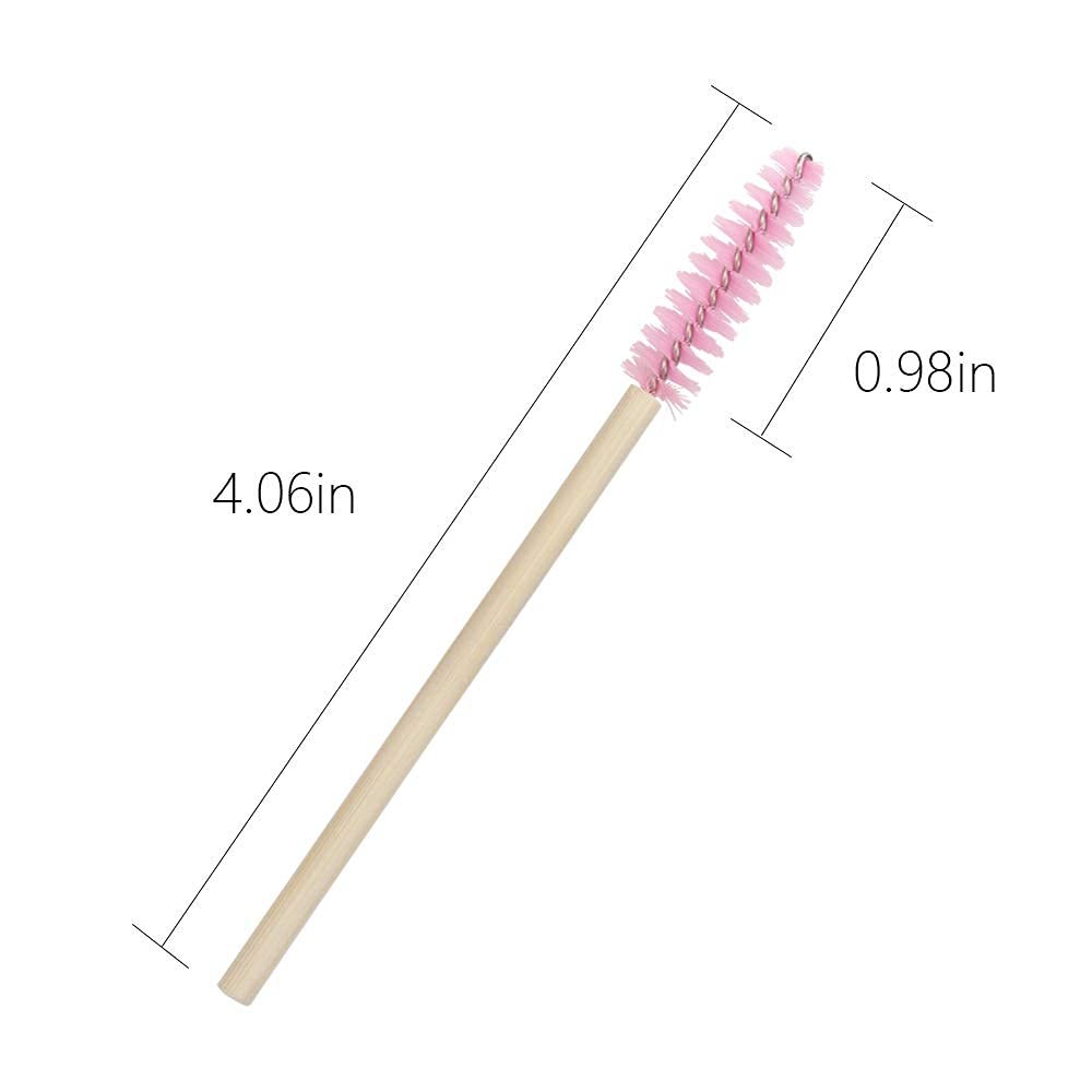 MyAoKuE-UP 100 Pack Bamboo Handle Mascara Wands Disposable Eyelash Brushes Lash Extension Tool, Pink Beauty & Personal Care myaokue-up
