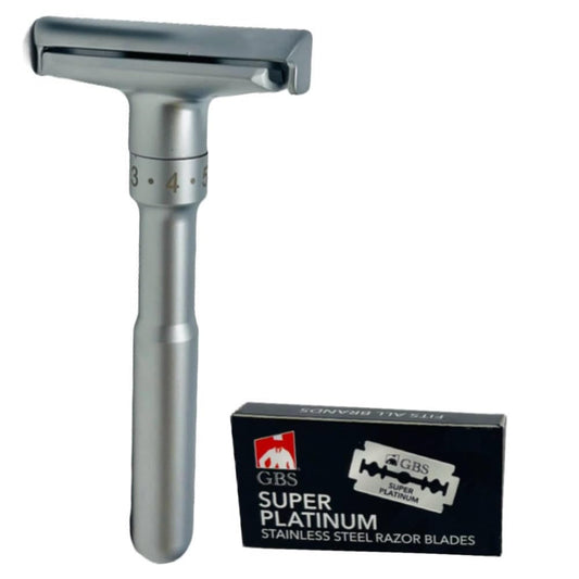 G.B.S Chrome Adjustable Men's Double Edge Safety Razor Blade and 10 G.B.S Platinum Blades Refills Beauty and Personal Care G.B.S