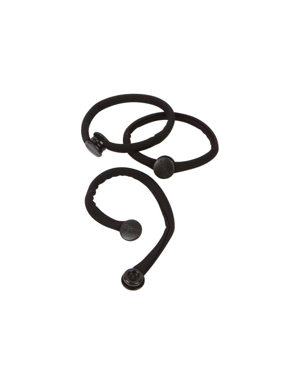 Snap Hair Ties for Thick, Natural, Curly Hair | No Slip, No Tension Pro Hair Tie | Strong Ponytail Holder (3 Pack, Black)