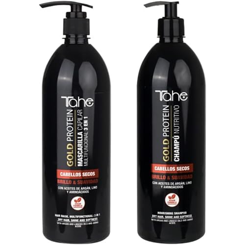 Tahe Gold Protein For Dry Hair Kit - Shampoo 1000ml + Mask 1000ml - Nourishing & Softness Beauty & Personal Care Tahe